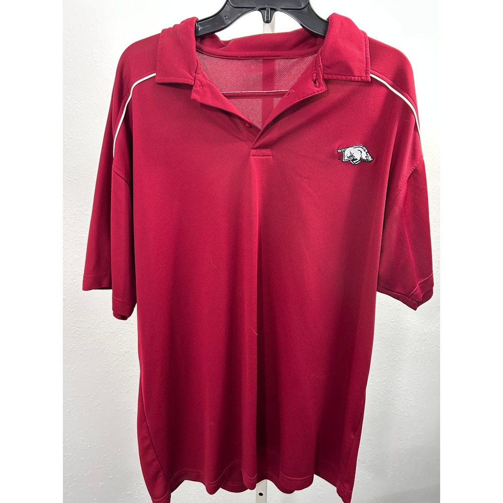 Arkansas Razorbacks Mens Polo Shirt Red Performance Mesh NCAA Fan Gear Arkansas